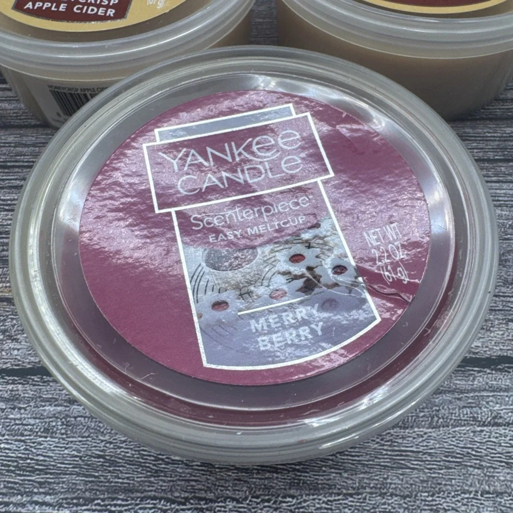 NEW Yankee Candle Scenterpiece MeltCup 3 LOT Apple Cider Pumpkin Merry Berry